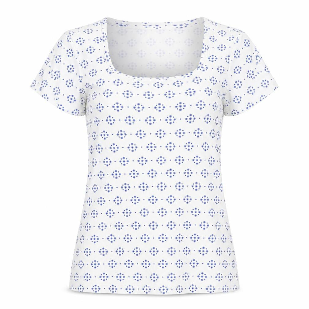 M&Co Women's White Geometric T-Shirt Size 12
