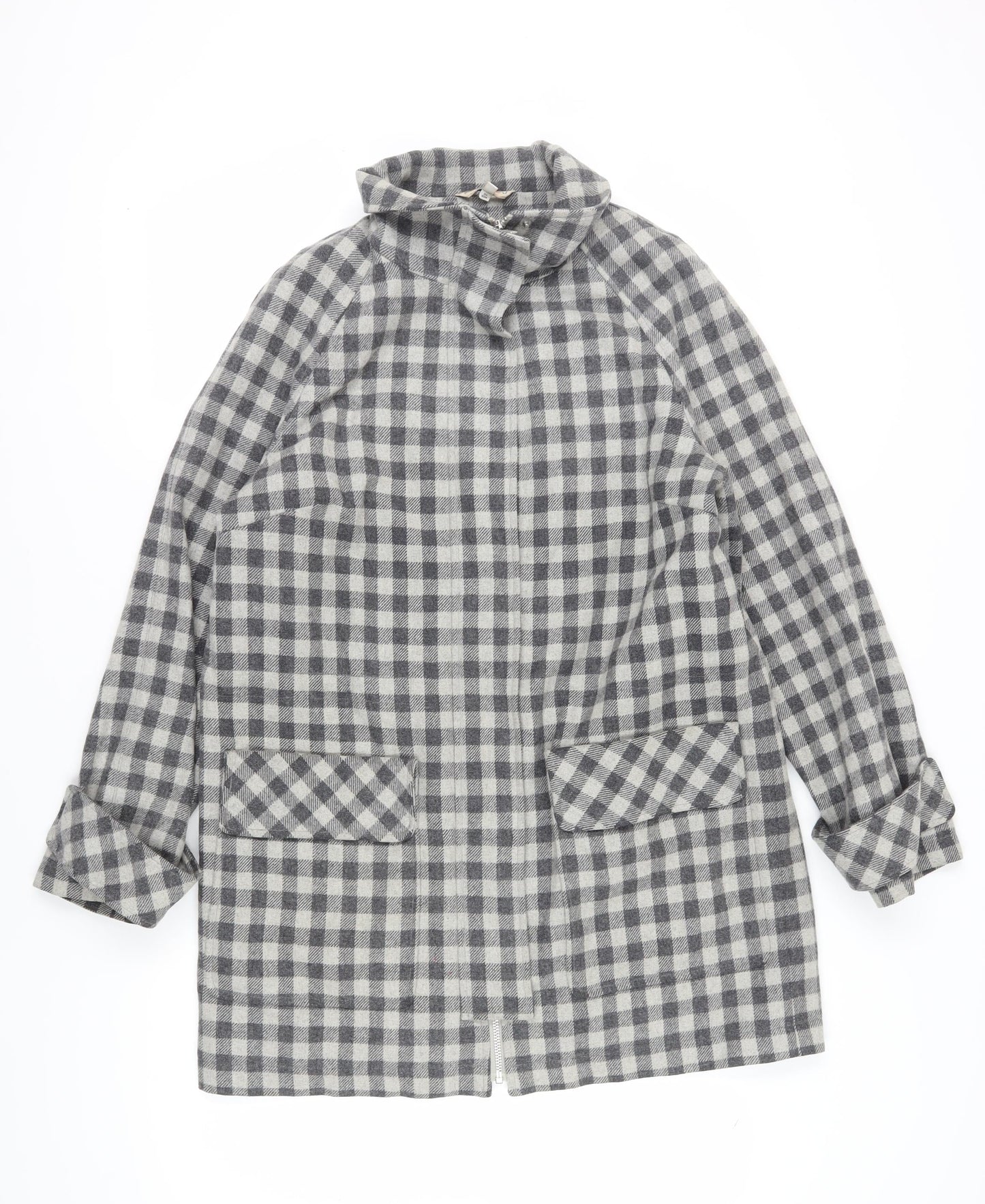 Marks and Spencer Women's Grey Check Overcoat Size 14