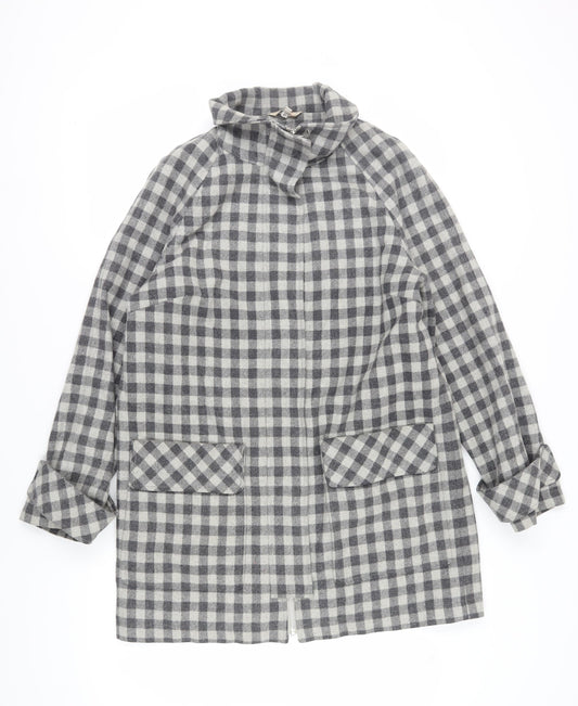 Marks and Spencer Women's Grey Check Overcoat Size 14