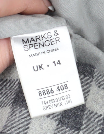 Marks and Spencer Women's Grey Check Overcoat Size 14