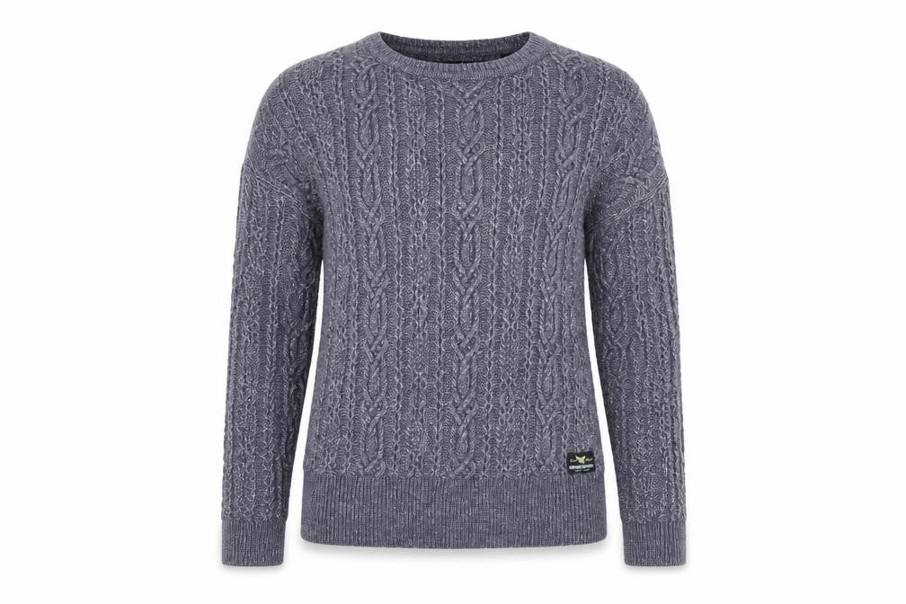 Womens UK S Regular Superdry Grey Pullover Cable-Knit