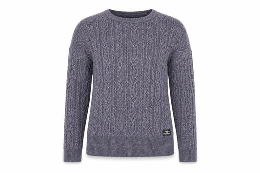 Womens UK S Regular Superdry Grey Pullover Cable-Knit