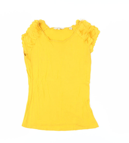 Ted Baker Women's Yellow XS Ruffle Sleeve Blouse