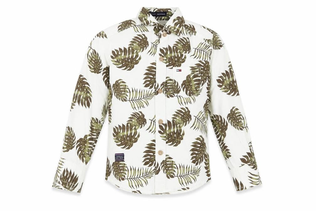 Tommy Hilfiger Boys White Floral Button-Up Shirt, 14 Years