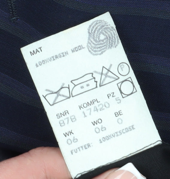 Hugo Boss Men's Blue Striped Double-Breasted Blazer 42R