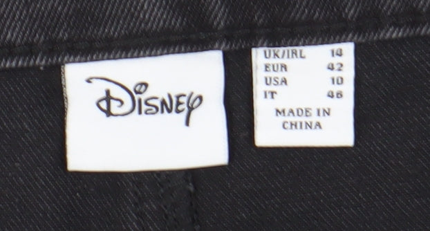 Disney Women's Black Short Denim Skirt - Size 14