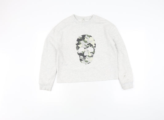 River Island Girls Grey Camouflage Skull Sweatshirt 11-12 Years