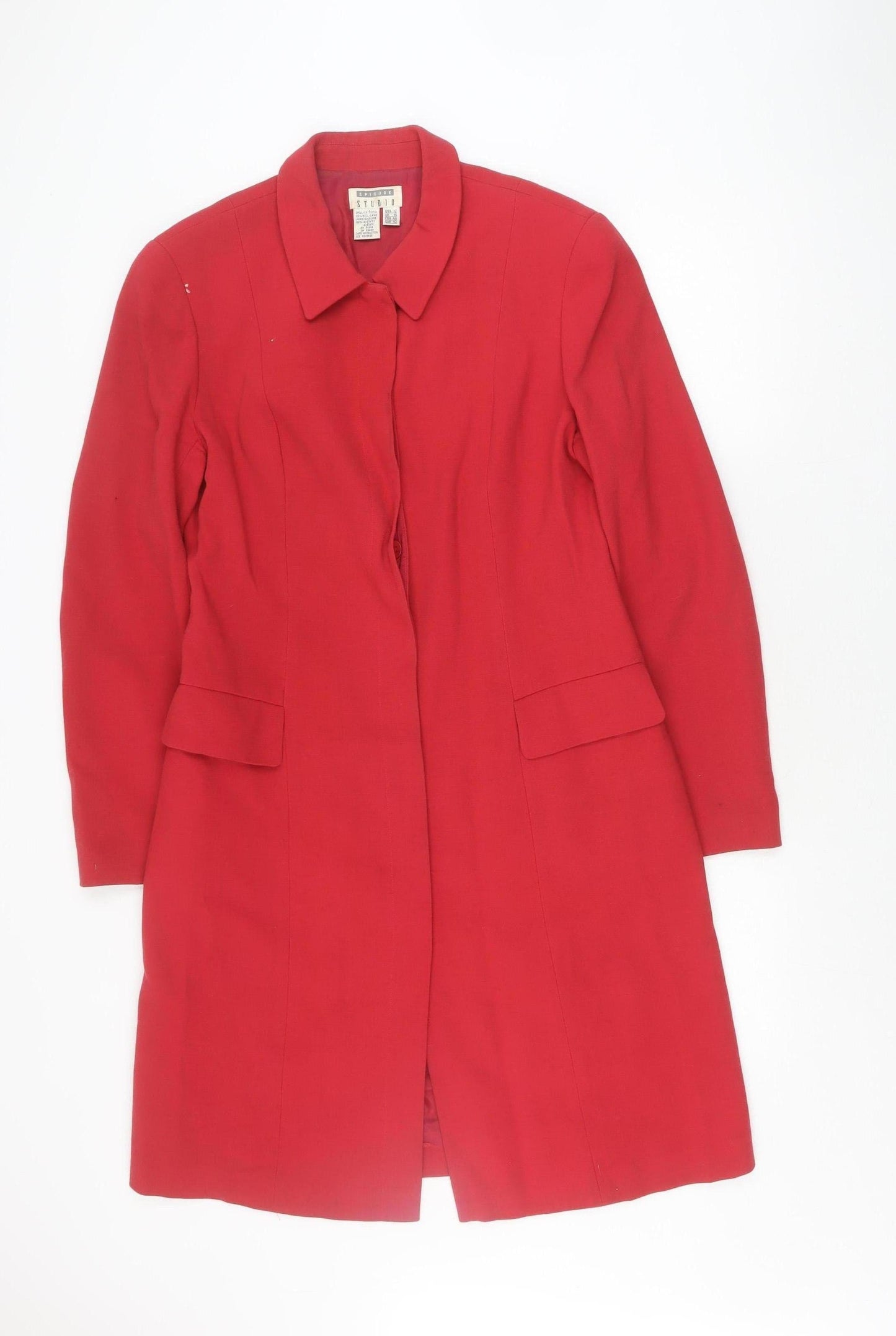 Episode Women's Red Wool Long Coat Size 14