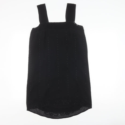 Whistles Women's Black Beaded Silk Shift Dress UK 10