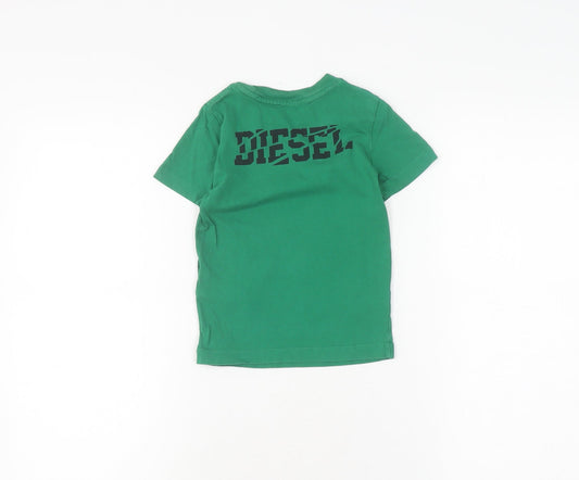 Diesel Boys Green Graphic Print T-Shirt, 4 Years, Cotton, Casual