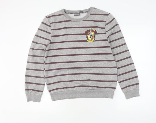 Harry Potter Unisex Grey Striped Pullover Sweatshirt