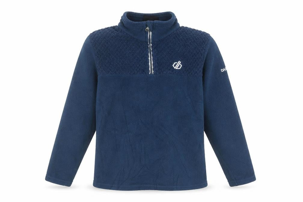 Front view of Dare 2b boys’ blue fleece sweatshirt, size 10, years - lightweight & comfortable