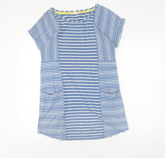 White Stuff Women's Blue Striped Tunic T-Shirt Size 8