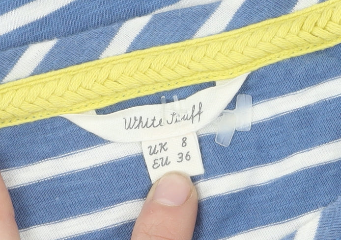 White Stuff Women's Blue Striped Tunic T-Shirt Size 8