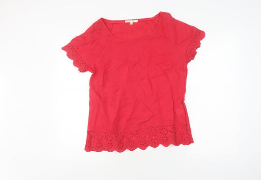 White Stuff Women's Red Linen Blouse Size 10