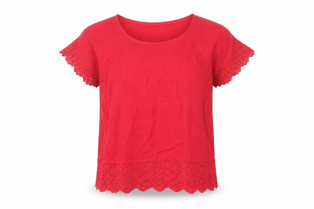 Womens UK Size 10 White Stuff Red Linen Blouse