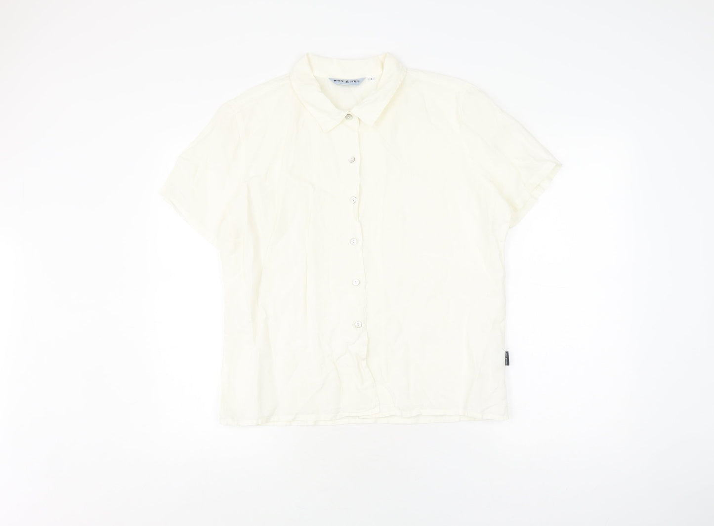 White Stuff Women’s White Linen Button-Up Blouse Size 4