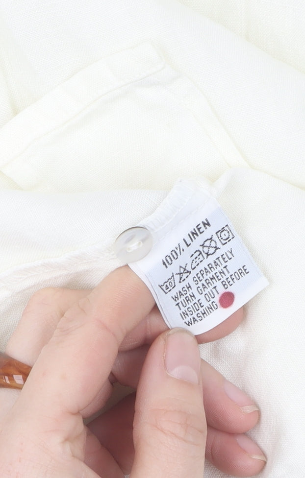 White Stuff Women’s White Linen Button-Up Blouse Size 4