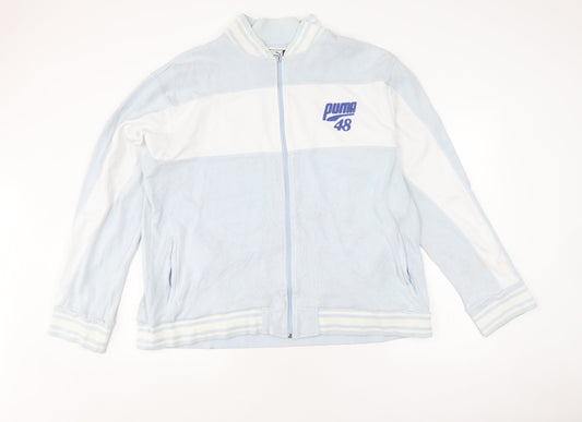 Puma Men's Blue XL Full Zip Hoodie, Logo Accent, Knit