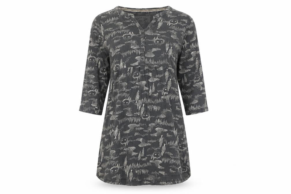 Faithful and True Women's Grey Tunic, Size 12, Henley Style