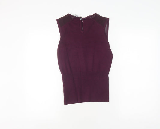Karen Millen Purple High Neck Sleeveless Tank, XS