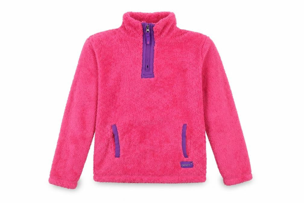 Front view of Gelert girls’ pink fleece pullover sweatshirt, 13 years