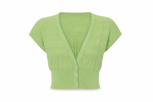 FatFace Women's Green Cropped Knit Blouse Size 10