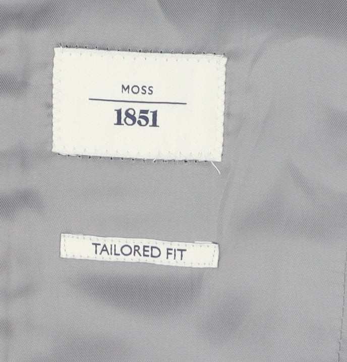 Moss 1851 Men's Grey Check Waistcoat - Size 40R
