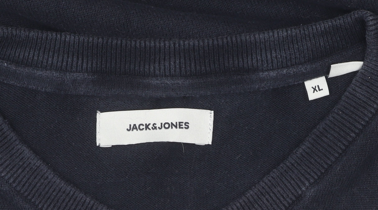 Jack & Jones Men's Black XL V-Neck Pullover Jumper