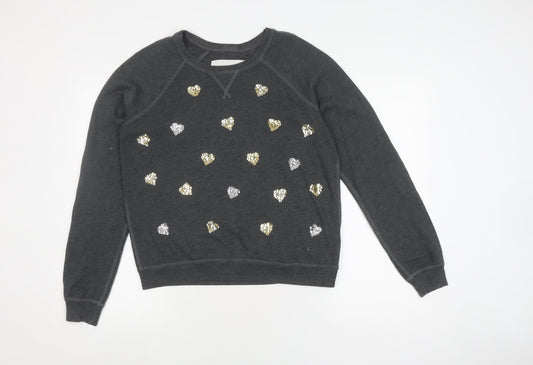 Abercrombie & Fitch Girls Black Sequin Pullover Sweatshirt Size L