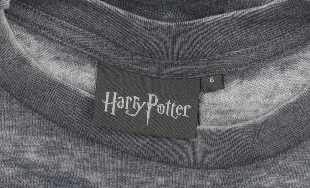 Harry Potter Grey T-Shirt, Size 6, Unisex Casual Tee