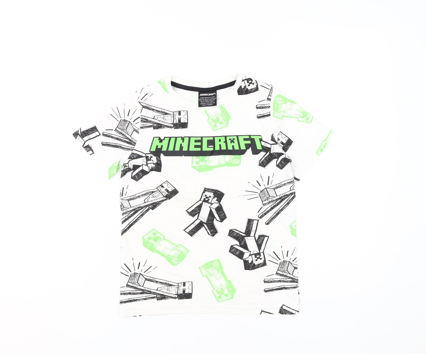 Minecraft Boys White Graphic Print T-Shirt 8 Years