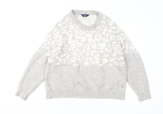 Joules Women’s Grey Animal Print Pullover Jumper Size 14