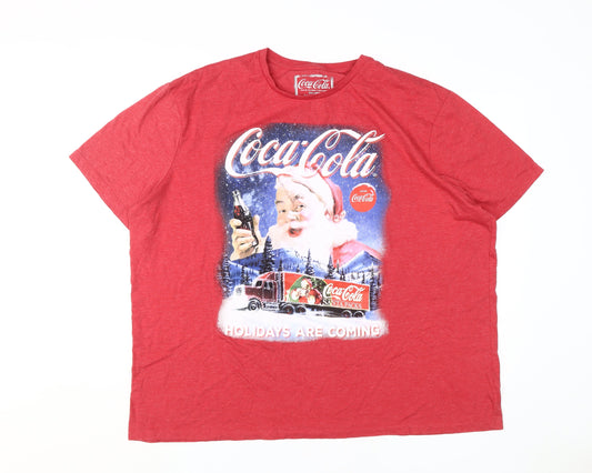 Coca-Cola Men's Red Christmas T-Shirt 3XL