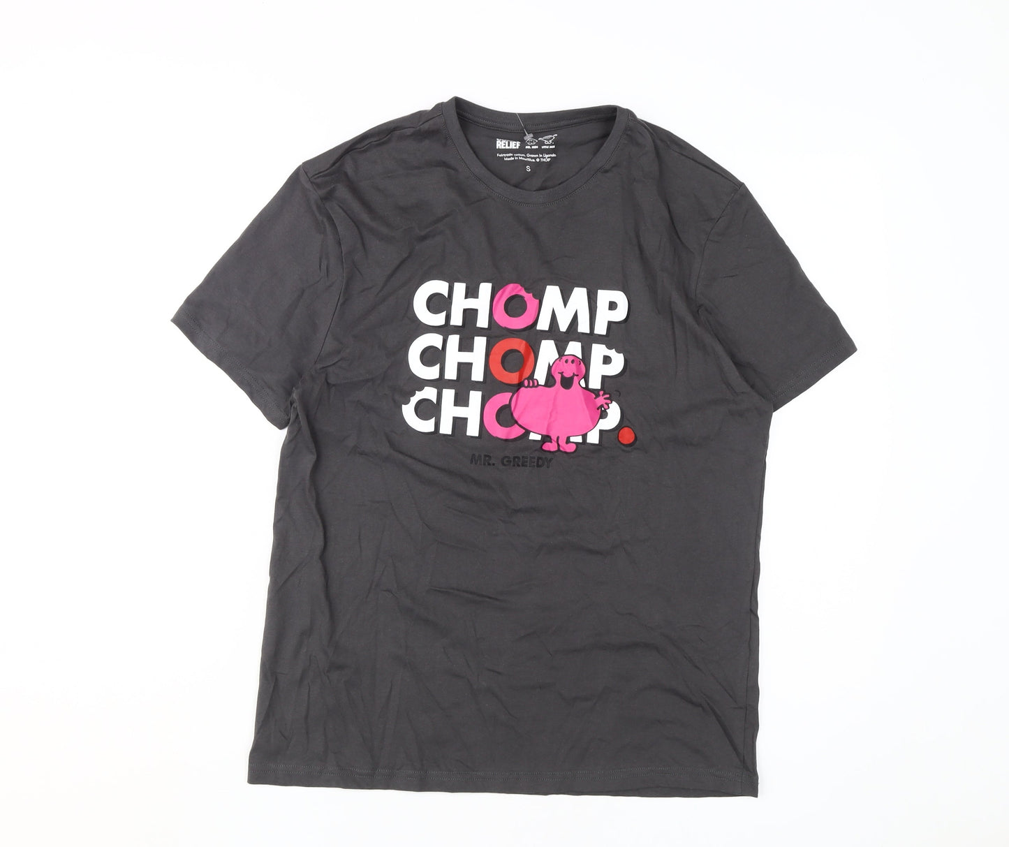 Comic Relief Black T-Shirt S Unisex Adults Mr. Greedy