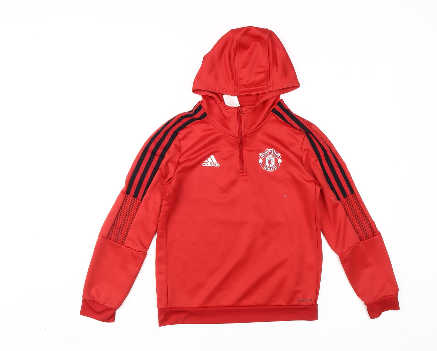 Adidas Boys Red Football Hoodie 11-12Y Pullover Sports Logo
