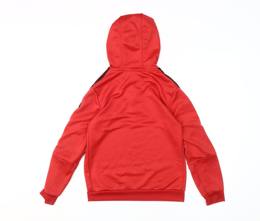 Adidas Boys Red Football Hoodie 11-12Y Pullover Sports Logo