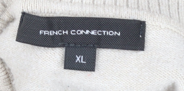 French Connection Women's Beige XL Roll Neck Jumper