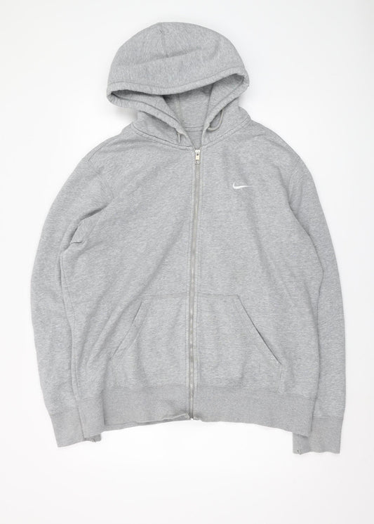 Nike Men's Grey XL Full Zip Hoodie with Logo