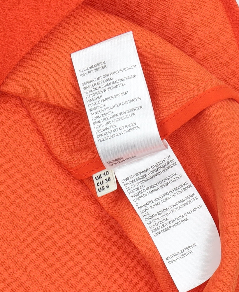 Whistles Women's Orange Blouse, Size 10, 3/4 Sleeve