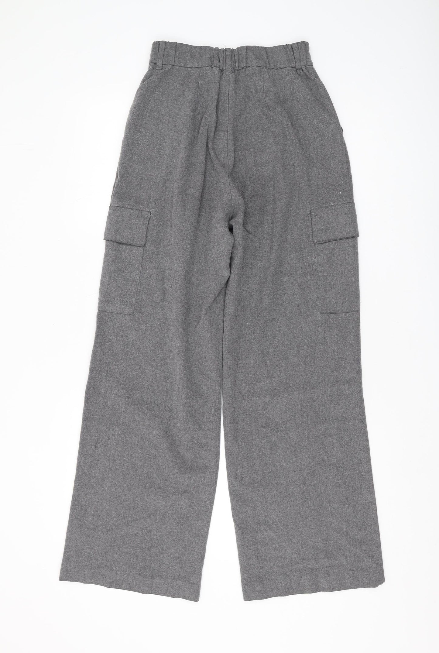Hollister Women’s Grey Cargo Trousers XS Wide-Leg