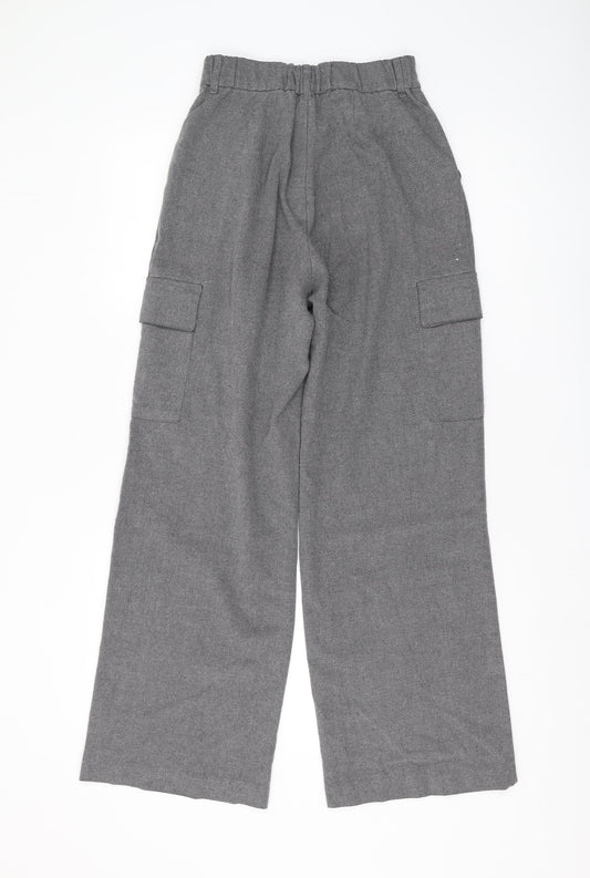 Hollister Women’s Grey Cargo Trousers XS Wide-Leg