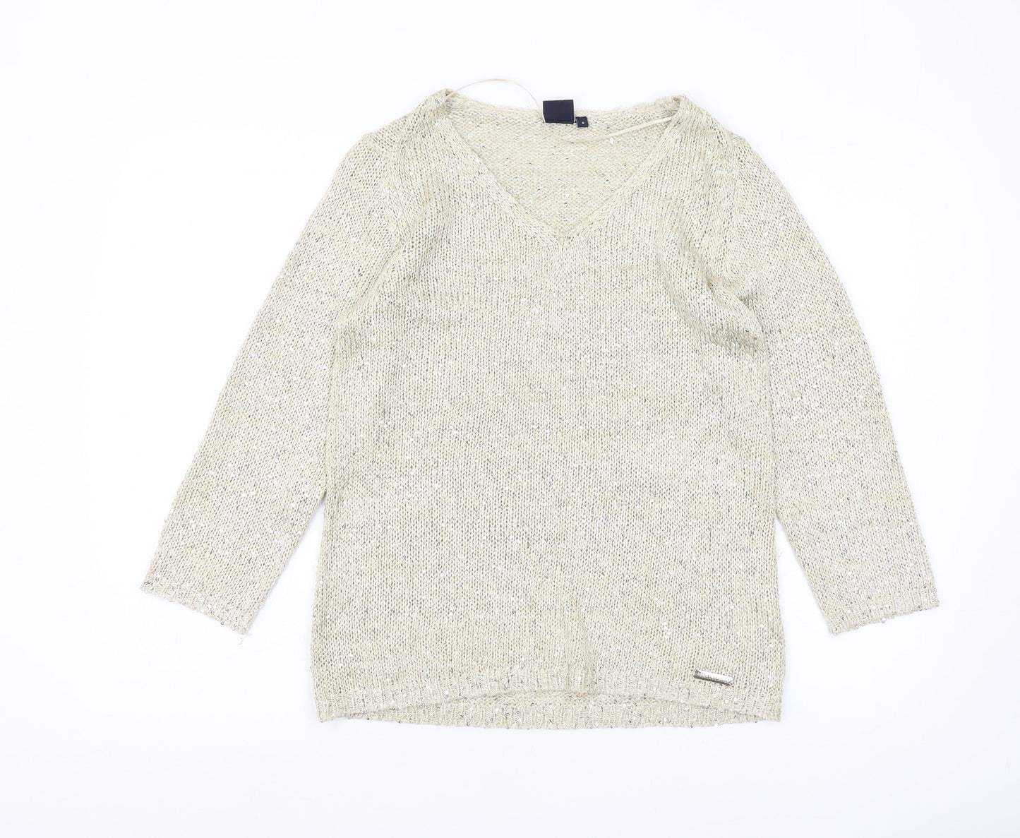Daniel Hechter Women's Beige Sequin Pullover Jumper S