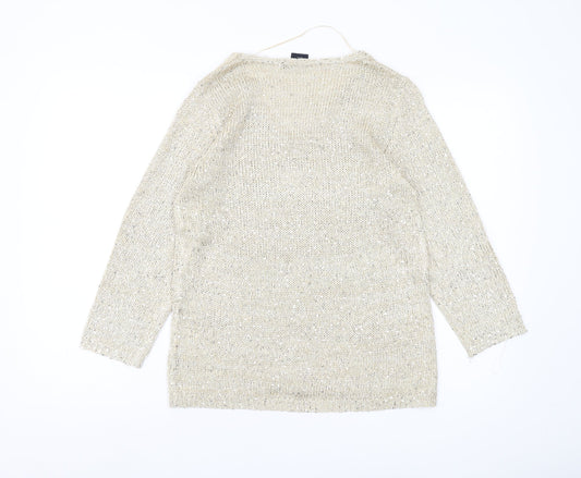 Daniel Hechter Women's Beige Sequin Pullover Jumper S