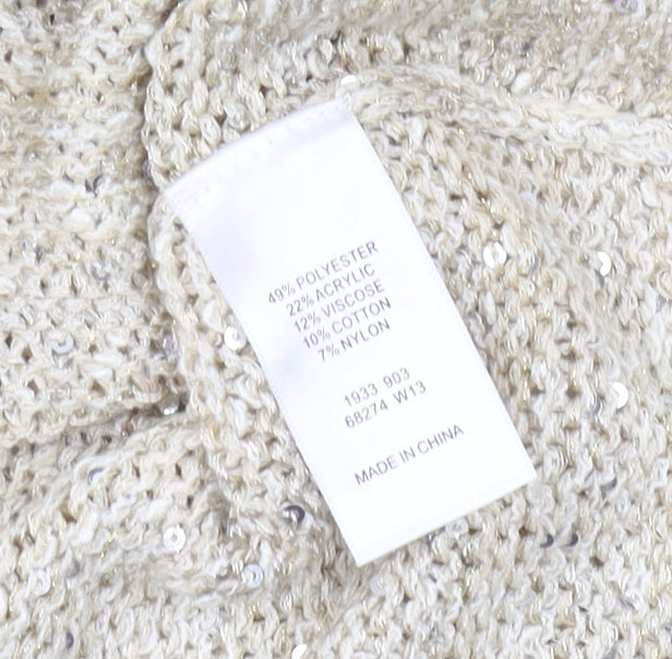 Daniel Hechter Women's Beige Sequin Pullover Jumper S