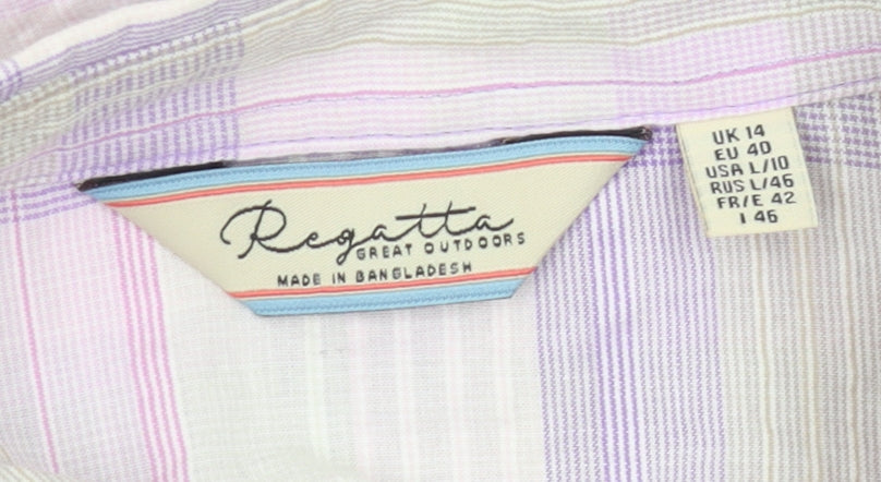 Regatta Women's Multicoloured Plaid Button-Up Shirt, Size 14