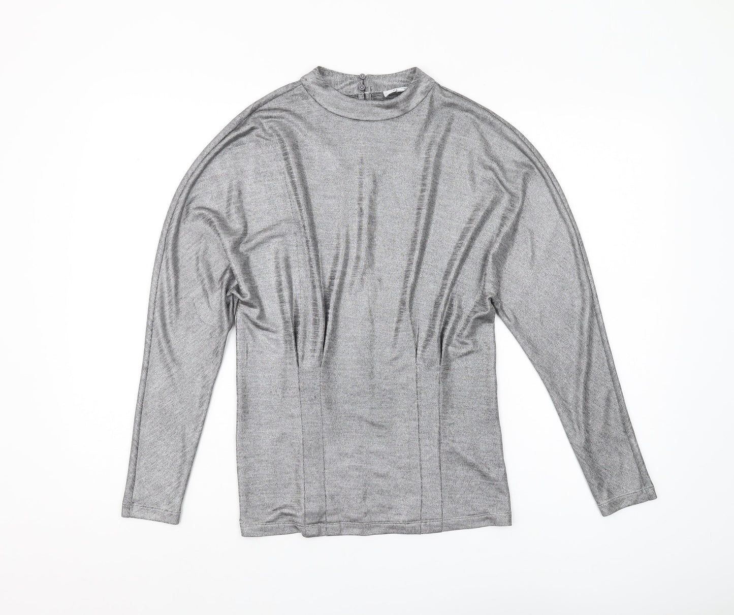 Reiss Women's Grey XS Mock Neck Long Sleeve Top