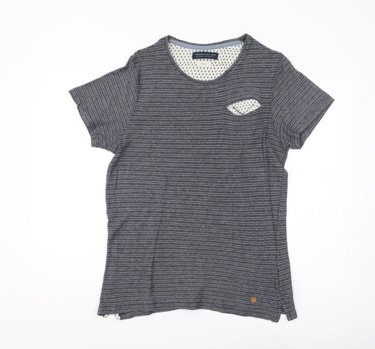 Jack & Jones Men's Blue Striped T-Shirt, M, Casual Wear