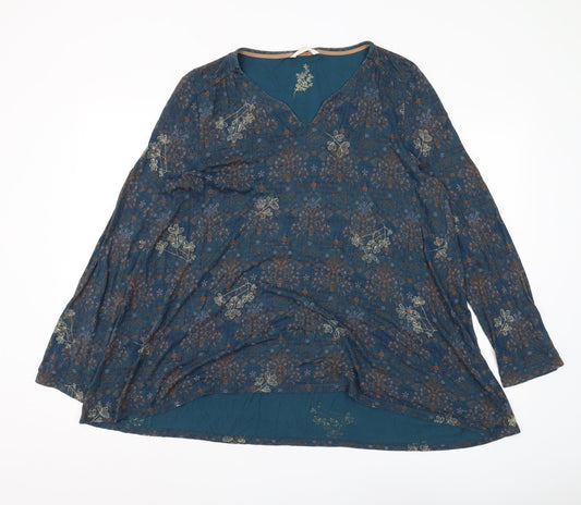White Stuff Women's Blue Viscose Floral Tunic Blouse Size 12