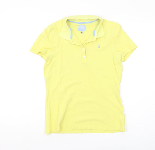 Joules Women's Yellow Polo Shirt, Size 6, Casual Style
